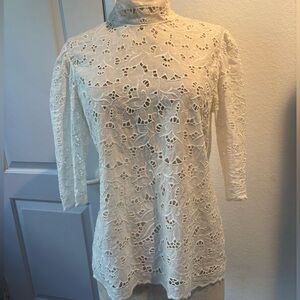 Stella McCartney Gorgeous Mock-neck Eyelet Blouse